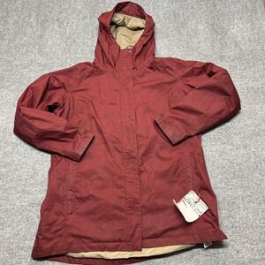 Columbia Jacket Womens 1X Red Omni-Tech Hooded Waterproof Rain Coat Outdoor